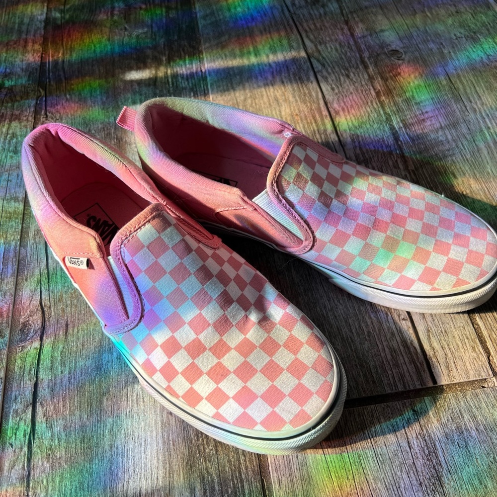 Pink checked Vans